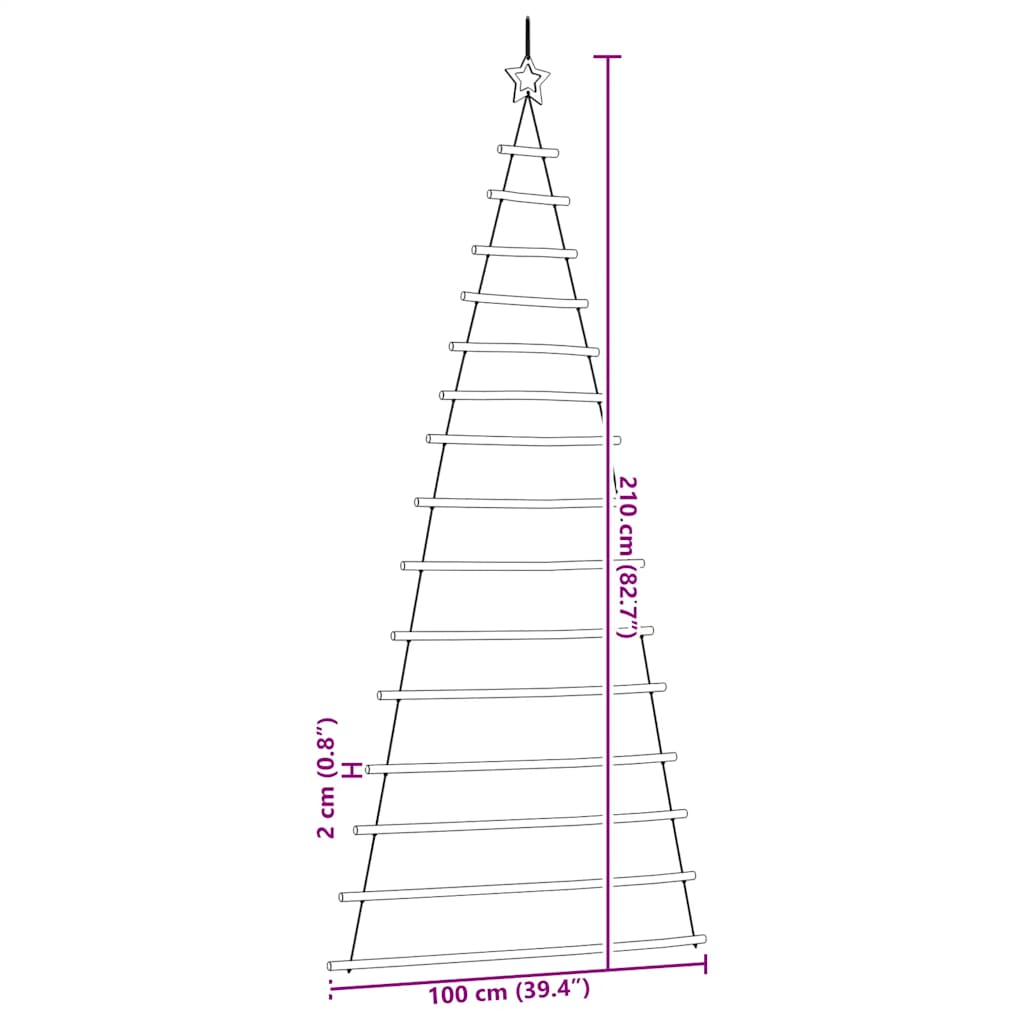 Hanging Christmas Tree with Top Star 100x210 cm Natural Branch